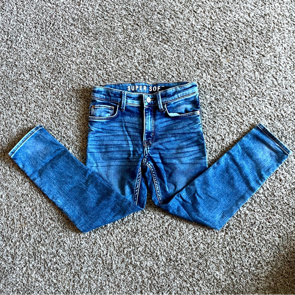 H&M jeans for boys size 6-7 Y blue super soft skinny Fit